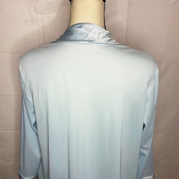 Vintage Vanity Fair Light Blue Robe Embroidered Button Down Nylon Plus Sz Medium - Picture 7 of 7